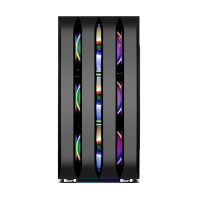 FRONTECH Rock Gaming Cabinet with HD Audio Tampered Glass Side Panel 3x120 mm RGB Fan with Dust Filter (FT 4284, Black)
